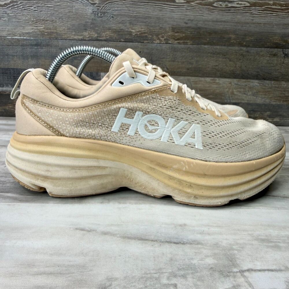 Hoka One One Bondi 8 Women's Size 10B Cream‎ Running Shoes Sneakers 1127952 SSEG